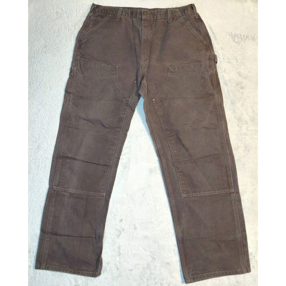 Carhartt Pants Mens 36x32 Brown Double Knee Canvas Carpenter B136 DKB Workwear